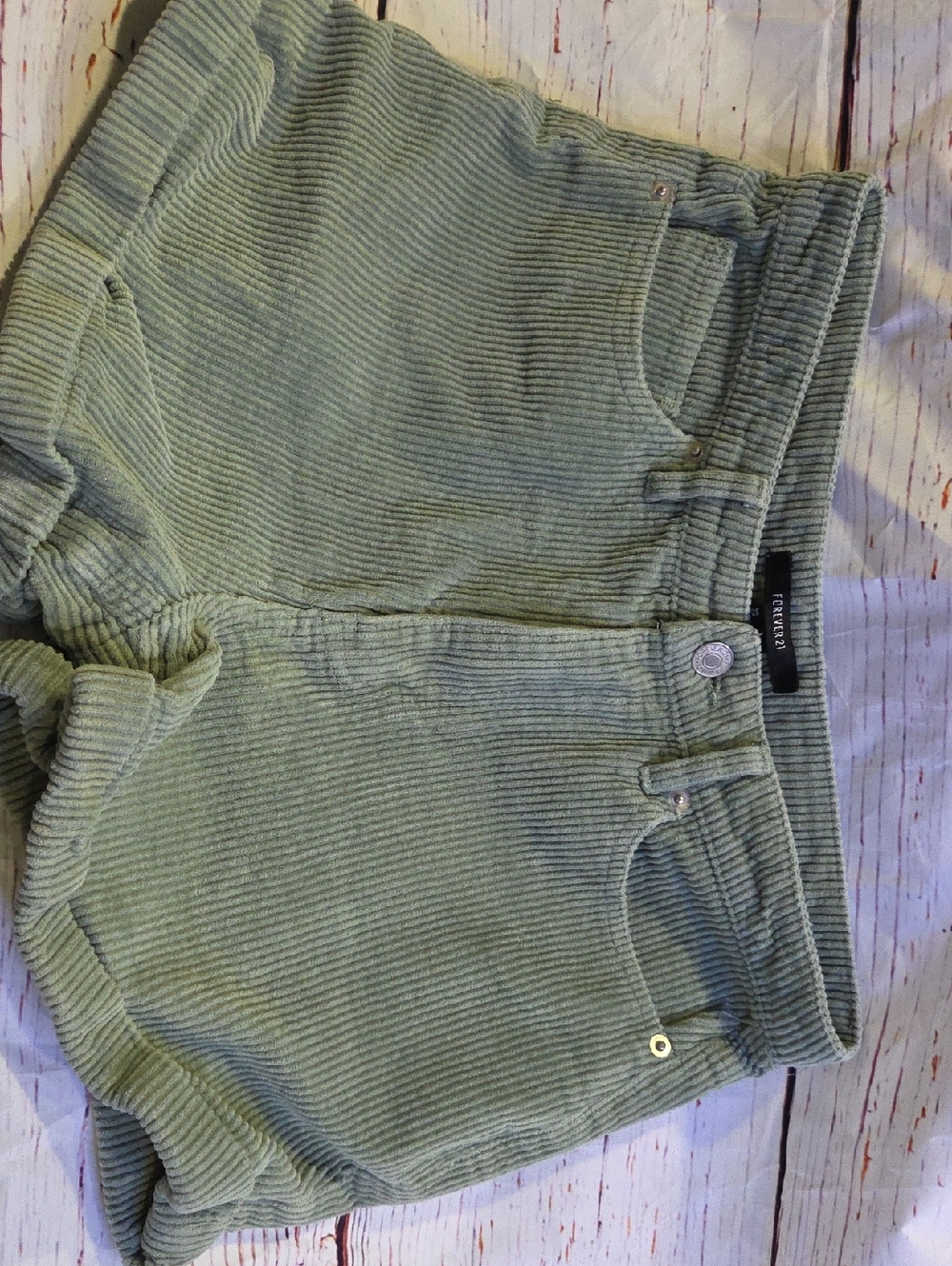Forever 21 Olive Corduroy High-Rise Shorts